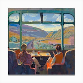 Vintage Train Journey Series: David Hockney Style 5 Canvas Print