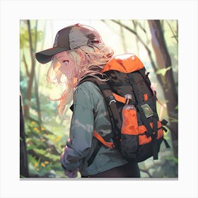 Anime Girl In The Woods 2 Canvas Print
