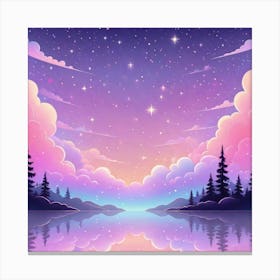 Sky With Twinkling Stars In Pastel Colors Square Composition 279 Canvas Print