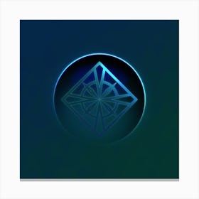 Geometric Neon Glyph on Jewel Tone Triangle Pattern 153 Canvas Print
