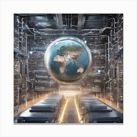 Computer Room With A Globe 1 Canvas Print