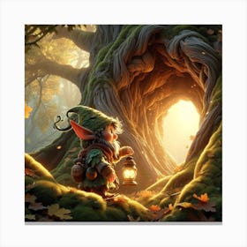 Gnome In The Forest Canvas Print