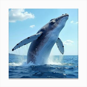 A Majestic Humpback Whale Breaching The Surface 1 Canvas Print