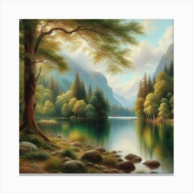 Lake In The Mountains Canvas Print