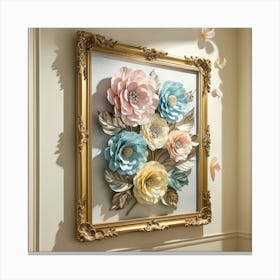 Paper Flowers Framed Wall Art Canvas Print