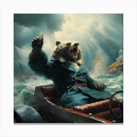 Bear In A Car 1 Canvas Print