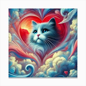 Cat In A Heart 1 Canvas Print