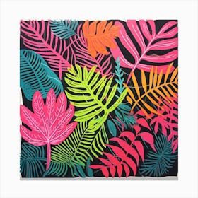 Tropical Leaves Dark Background Canvas Print