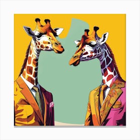 Two Dapper Girraffes In Suits Canvas Print