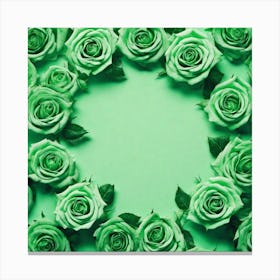 Green Roses On A Green Background Canvas Print