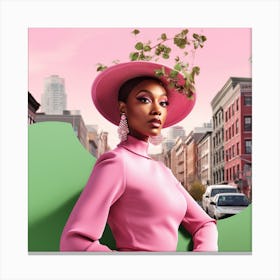 Woman In A Pink Hat 4 Canvas Print