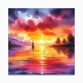 Sunset Sailboat Canvas Print