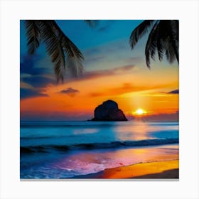 Sunset On The Beach Canvas Print