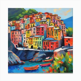Cinque Terre Italy Depicted In Canvas Print