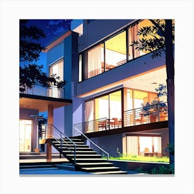 House At Night 2 Canvas Print