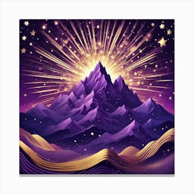 Purple Mountains With Stars Canvas Print