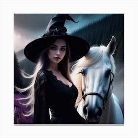 Witch And Horse Canvas Print
