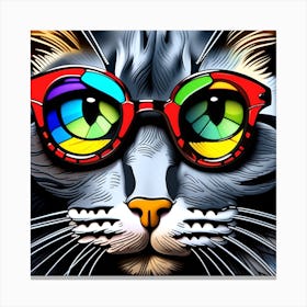 Cat, Pop Art 3D stained glass cat sunglasses limited edition 39/60 Canvas Print