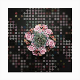 Vintage Three Toothed Purshia Floral Wreath on Dot Bokeh Pattern n.0082 Canvas Print