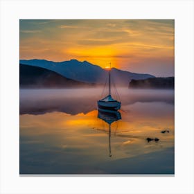 Sailboat At Sunrise Canvas Print
