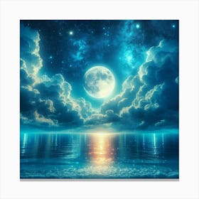 Full Moon Over The Ocean 1 Canvas Print