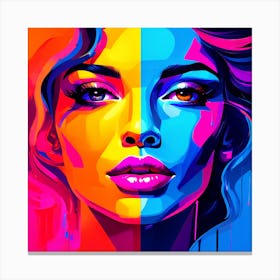 Abstract Woman Face Wall Art Canvas Print