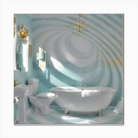 Blue And White Bathroom Canvas Print