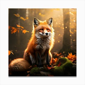 Red Fox In The Forest art print Canvas Print