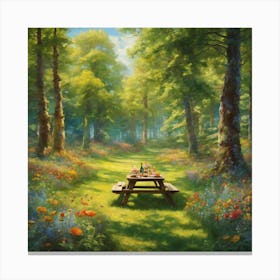 Picnic In The Woods Canvas Print