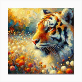 Tiger In The Meadow impressionism Canvas Print