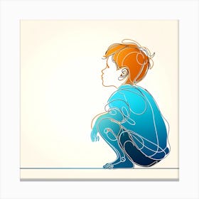 Boy Sitting On The Floor Canvas Print