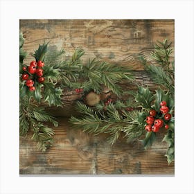 Yule Inspired Banner Texture With Mistletoe 3 Canvas Print