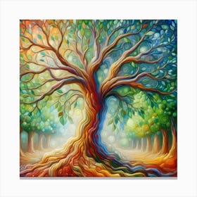 Branched colored Tree Canvas Print