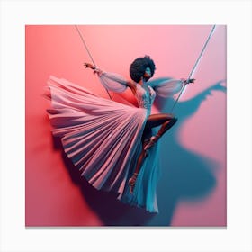 Afro-American Woman On Swings Canvas Print