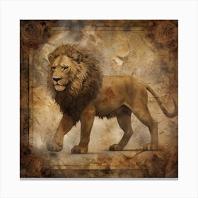 Lion On A Grungy Background Canvas Print