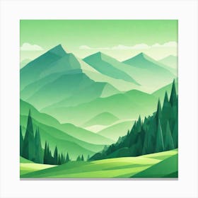 Misty mountains background in green tone 184 Canvas Print