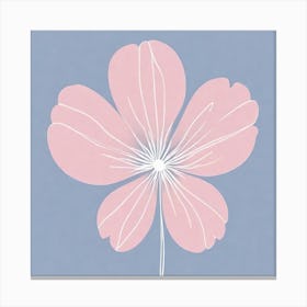 A White And Pink Flower In Minimalist Style Square Composition 185 Canvas Print