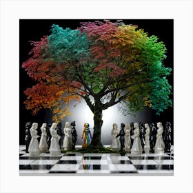 Colorful Tree On Chess Board - Old Game New Rules Canvas Print