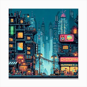 8-bit dystopian cityscape 3 Canvas Print
