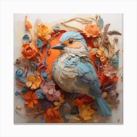 Bird On A Flower Canvas Print