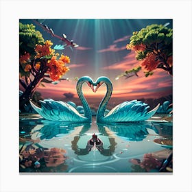 Swans In Love 1 Canvas Print