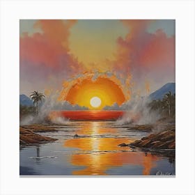 Sunset Over The Ocean Canvas Print