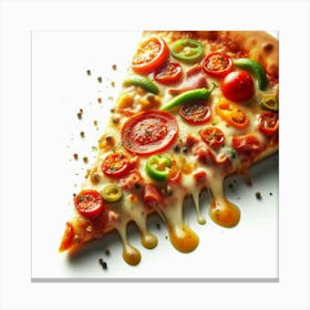 Pizza Slice On White Background Canvas Print