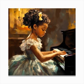 Little Black Girl Playing Piano Canvas Print