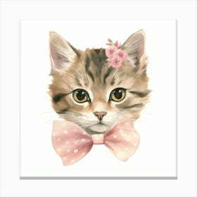 Cute Kitten With Bow Tie Canvas Print