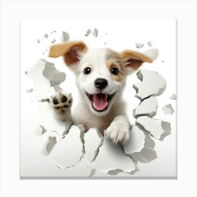 Puppy Jumping Through A Hole Canvas Print