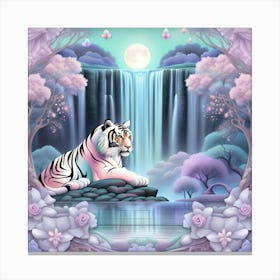 Tiger By The Waterfall Canvas Print
