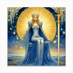 The Queen Of Swords Tarot Card Canvas Print