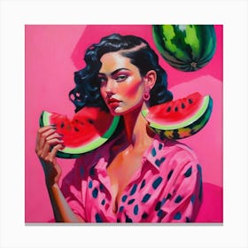 Watermelon lady Canvas Print