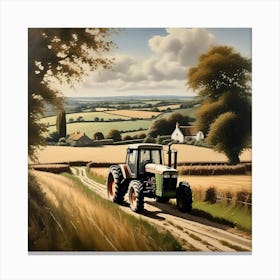 Tractor in an English country lane Canvas Print